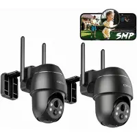 COOAU Beveiligingscamera Buiten 2K QHD, WiFi IP Camera met Nachtzicht, App Bediening, IP65 Waterdicht, 355°/90° Draaibaar 2pcs