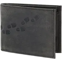 OXMOX Leren portemonnee Leather RFID Protect Pocketbörse Footsteps 2.0 Embossed Vintage Black zwart