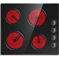 Mira Elektrische Kookplaat 4 Pits - Elektrische Fornuis - Elektrische Kookplaat Vrijstaand - 4 Kookzones - Kinderslot - Zwart - 59cm x 6cm x 52cm