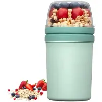 Tyr Yoghurt Beker To Go - Yoghurt en Muesli Beker To Go - Yoghurt Beker To Go met Lepel - Nordic Groen - 10cm x 10cm x 19cm