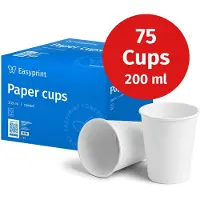 Easyprint NIEUW: Kartonnen bekers, 200 ml, onbedrukt, wegwerpbekers, 75 stuks