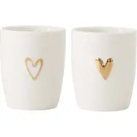Zusss Set Van 2 Espressomokjes Open Hartje En Dicht Hartje Goud Keramiek Wit/Goud