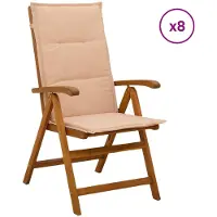 vidaXL Ligstoelen voor Tuin 8 st Naturel Massief Acacia Hout