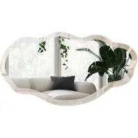 Wallfluent Rustieke Elegantie Spiegel - Beige Rechthoekige Spiegel Voor Interieur - Organische Spiegel - Kantoor, Woonkamer, Slaapkamer - Boho - 45x90 cm - Totale afmeting 52x97 cm