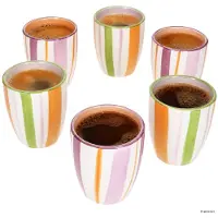 MamboCat Set van 6 TROPICANA mokkakopjes 3x Lila & 3x Oranje van steengoed – 24325109