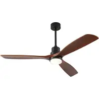 STILVORA Plafondventilator Met Verlichting 60 Inch – 3 Bladen – Dimbare Led Met 3 Kleurtemperaturen – Massief Hout – Walnoot Zwart – Afstandsbediening