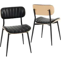 HOMCOM Eetkamerstoel - PU - 49,5 x 49,5 x 80 cm - Zwart en naturel hout