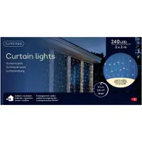 Lumineo LED gordijnverlichting buiten 2x2m-240L transparant warm wit Lumineo
