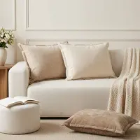 vidaXL Kussensloop 2 st HOUTEN Crèmekleurig 50 x 70 cm Chenille Stof