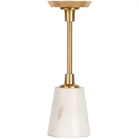 Padiro kandelaar - 10 x 10 x 30 cm - Goudkleurig / Wit - Aluminium, Marmer