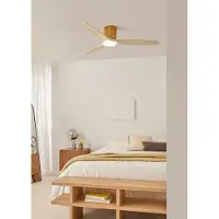 Create - Stille plafondventilator 100% hout 40W (Ø132cm) - Met licht LED - Afstandsbediening - 6 snelheden - Programmeerbaar - WIND CALM CUSTOM WOVEN