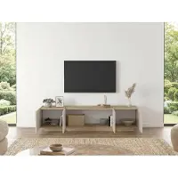 Vente-unique Tv-meubel met 4 deuren - Beige en natuurlijk licht - JEYANI