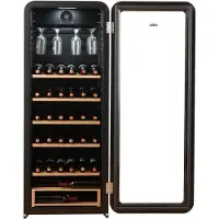 Everglades EVWC22081RB - Wijnkoelkast - Retro Black - Voor 76 Flessen - Digitaal Display - Houten Planken - Glazenrek - 5 Jaar Garantie