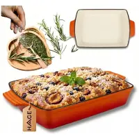 Atusa - Gietijzeren Ovenschaal - Ovenschaal - Geëmailleerde Bakvorm - Voor Ovengerechten, Vlees, Taart en Ovenschotels - 3.5 Liters - 32 x 23.5 x 6 cm - Oranje
