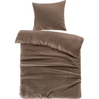 Padiro dekbedovertrek 140 x 200 cm - Katoensatijn - Bruin - Klassiek, Streeppatroon - Met 1 kussensloop 65 x 65 cm - 2-delig voor 1 persoon