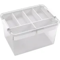 Merkloos Transparante opbergboxen met deksel en uitneembare binnenbak
