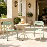 HAUSS SPOLE Tuinstoel Set Van 2 - Stapelbaar Met Armleuningen - Voor Terras En Tuin - Metaal - Groen
