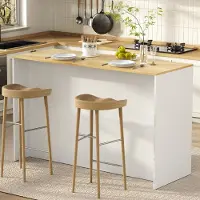 HAUSS SPOLE Keukenkast - Ledverlichting En Grote Werkblad Met Lades En Verstelbare Planken - Voor Keuken En Eetkamer - MDF - Wit - 135x55x91 Cm