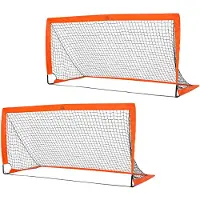 HOMCOM -Fußballtor-Metall, Oxfordstoff--183L x 90B x 90T cm-Orange