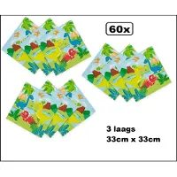 Wefiesta 60 stuks Servetten Dinosaurus 33cm x 33cm - 3 laags - Themafeest party Dino