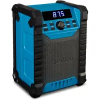 Medion E65895 Bouwplaatsradio met oplaadbare batterij (robuuste behuizing, draaggreep, Bluetooth, spatwaterdicht (IP54), FM-radio, AUX) groen