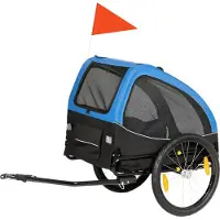 PawHut Huisdierenfietstrailer-Oxford-stof, staal-138L x 70B x 89H cm-Blauw