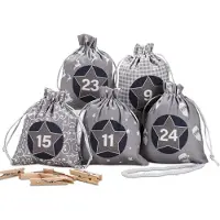Sonstiges KOHMUI Adventskalender knutselset, zelf vullen, 24 grijze stoffen zakjes, kerst
