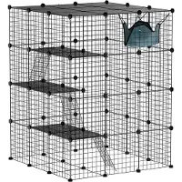 PawHut Kattenkooi Staal, Kunststof 105L x 105B x 140H cm Zwart