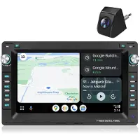 Hexinex Android 15 autoradio, 7 inch, Carplay, geschikt voor VW Polo 9N, Golf 4, Passat B5, T5, met GPS-navigatie, WiFi, Bluetooth, stuurwielbediening (SWC), FM, RDS, DSP, USB (2+64GB) en camera