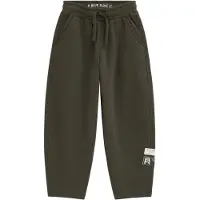 We fashion - Jongens barrel fit joggingbroek met patch - Loose fit - Legergroen - Katoen - Maat: 152