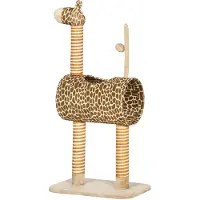PawHut Kraboom 101 cm, kattenkooi in giraffendesign, met hol en speelbal