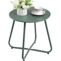 Famanu – Bijzettafel voor buiten, ronde balkontafel van metaal, ideaal voor terras en woonkamer, groen