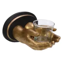 Meander Wand kaarsenhouder Handen goudkleur 13x15x9,5cm