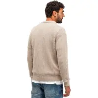 Butcher of Blue Galway trui beige 3-knoops