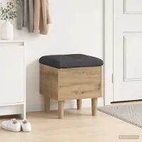 vidaXL Opbergbank met kussen Artisanaal eiken 42 x 42 x 46 cm