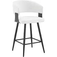 Merax Set Van 2 Witte Barstoelen Met Rugleuning – Kunstleren Zitting – Zwart Metalen Onderstel – Voetsteun – Zithoogte 64 Cm
