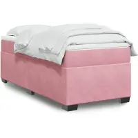 vidaXL Boxspring met matras fluweel roze 100x200 cm