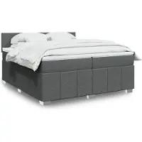 vidaXL Boxspring met matras stof donkergrijs 200x200 cm