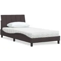 vidaXL Bed met matras "Hanko" stof donkerbruin 100x200 cm