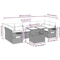 vidaXL 8-delige tuinbankset met kussens, bruin polyrotan