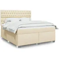 vidaXL Boxspring met matras stof crèmekleurig 180x200 cm