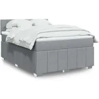 vidaXL Boxspring met matras stof lichtgrijs 140x200 cm