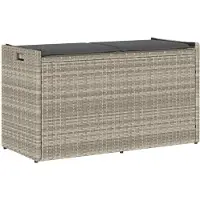 vidaXL Buitenbank met opbergruimte en kussen, lichtgrijs, 100 cm