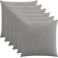 vidaXL Kussensloop 6 st HEERLEN Lichtgrijs 55 x 55 cm corduroy