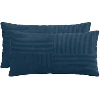 vidaXL Kussensloop 2 st ALMELO Marineblauw 40 x 70 cm corduroy