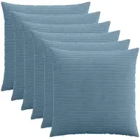 vidaXL Kussensloop 6 st HEERLEN Blauw 80 x 80 cm corduroy