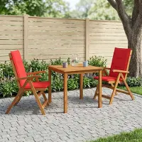 vidaXL 3-delige tuineetset 2-zits Rood Massief Acacia Hout
