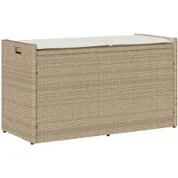 vidaXL Buitenbank met opbergruimte en kussen, beige, 100 cm