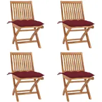vidaXL Klapstoelen met kussens, 4-delig, massief teak hout