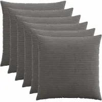 vidaXL Kussensloop 6 st HEERLEN Donkergrijs 70 x 70 cm corduroy